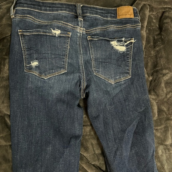 American Eagle Outfitters Ripped Dark Blue Skinny Jeans - Picture 2 of 4